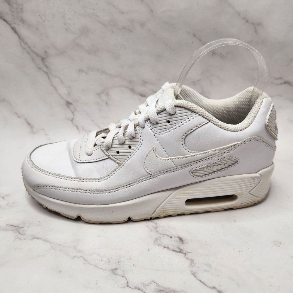 Nike Air Max 90 Recraft Triple White Sneakers Shoes Airmax CD6864-100 Youth 7
