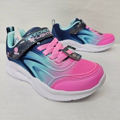 Skechers S-Lights Sola Glow Color Breeze Shoes Light-Up 303713L Navy Multi Sz 13