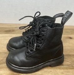 Dr. Martens 1460 Pascal Mono Toddler Black Leather Side Zip Boots Sz 7