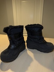 Sorel Snow Commander Black Snow Boots Hook & Loop Lined Youth 12 EU 29