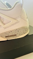 Jordan Air Jordan 4 Retro (GS) White/Grey Leather Athletic Shoes 5.5Y