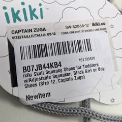 ikiki Skull & Crossbones Pirate Squeaky Toddler Shoes Size 12 New!