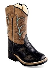 Old West Toddler Black Coco Print Cowboy Boots Size 4 New