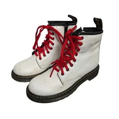 Doc Dr Martens Youth 2 White Leather Classic Lug Sole Grunge Side Zip Outdoor
