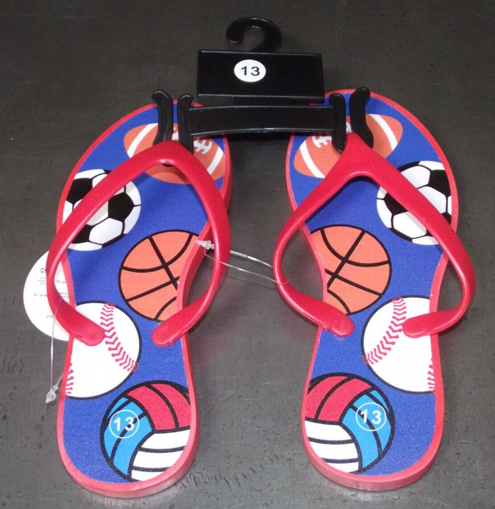 NWT Kid’s Size 13 Sports Flipflops BB&B Sole Selection Brand 7.75″ (19.7cm) PVC