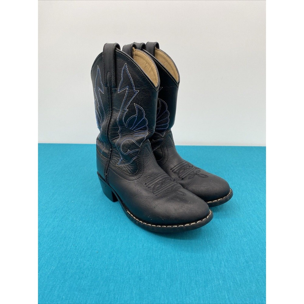 Masterson Boot Co Cowboy RB2001C Black w/White & Blue Stitching Kid’s Sz 13.5