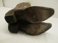 Corral Teens A1030 Western Brown Leather MultiColor Snip Toe Boots Teen Sz 4.5 T