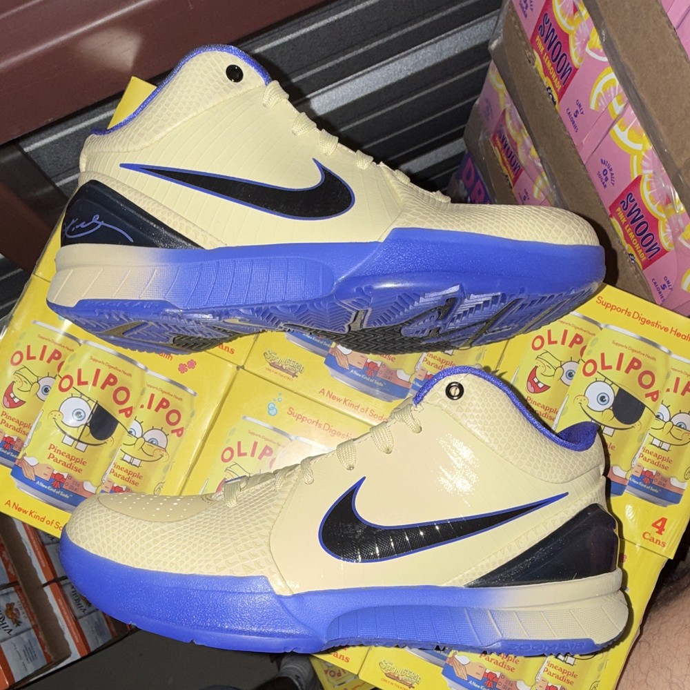 Nike Kobe IV (GS) Low Top Athletic Sneaker Beige/Blue/Black HQ2303-700 7Y