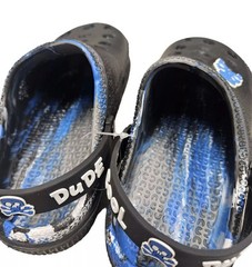 Brand unknown Kids Cool Dude Skull Clogs Boys Black & Blue Slip-On Shoes Rubber