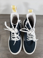 Doc Dr Martens DELANEY BLUE CLOTH Kids SIZE 1 Lace Up & ZIP BOOTS AW004 NWOT