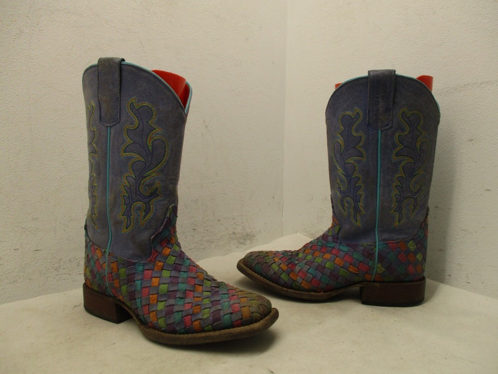 MACIE BEAN Tuitti Fruitti Leather Square Toe Cowboy Boots Youth Size 3 Sty 9087