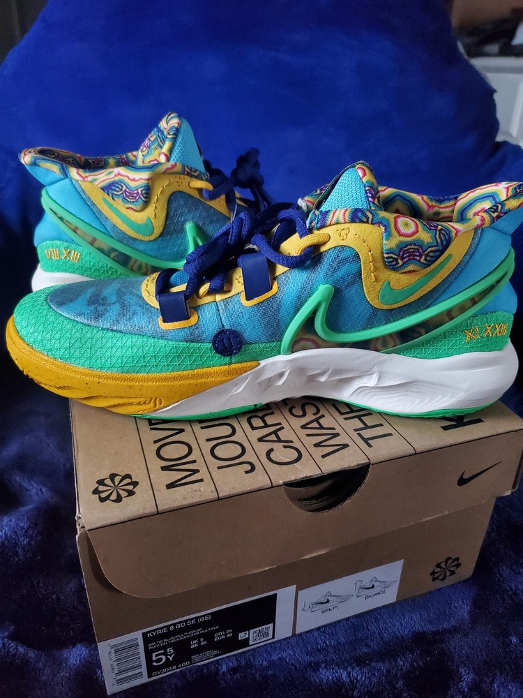 NIKE KYRIE 8 GO SE (GS) Baltic Blue/Multi-Color Kids Size 5.5Y Brand New w/box