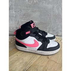 Nike Court Borough Mid 2 Kids Shoes Black White Pink CD7783-005 Size 2.5Y