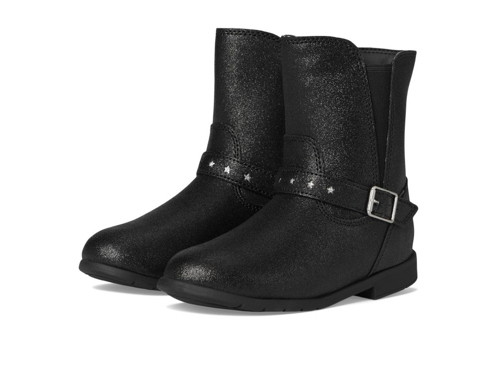 Stride Rite SR Lizz CG039002 Kids Black Leather Mid Calf Western Boots NCW186