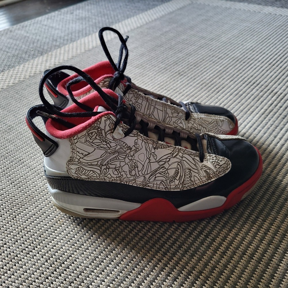 ​Jordan Dub Zero GS White Black University Red DV1360-160 Size 4Y Laser Etched