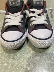 Converse All Star Gray Red white shoes Junior Size 12