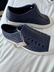 Native Jefferson Regatta Unisex Slip-Ons Blue Shell/White – NWT