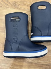 Blue Kids Crocs Pull Up Waterproof Rain Boots Youth Size US11 AUS11 kids Handles