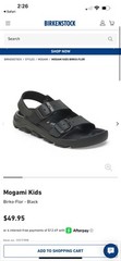 Birkenstock Mogami Kids Sandal, Size 30 (US 12-12.5), Waterproof, black