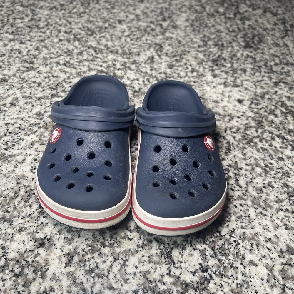 Crocs Crocband Clogs Kids Navy Blue Slip-On Youth Size 10 Bayaband Rubber Shoes