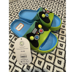 Squish Unisex Kids Slide Sandals US 11-12 Blue/Green EVA Slip-On Logo