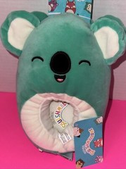 NWT Squishmallow Size 11/12 Green Blue Koala Kids Slippers Fun Plush Kevin A16