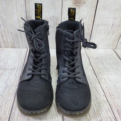 Doc Dr Martens Boots Combs J Combat Lace Up Black Canvas Zip Youth Kids Size 2