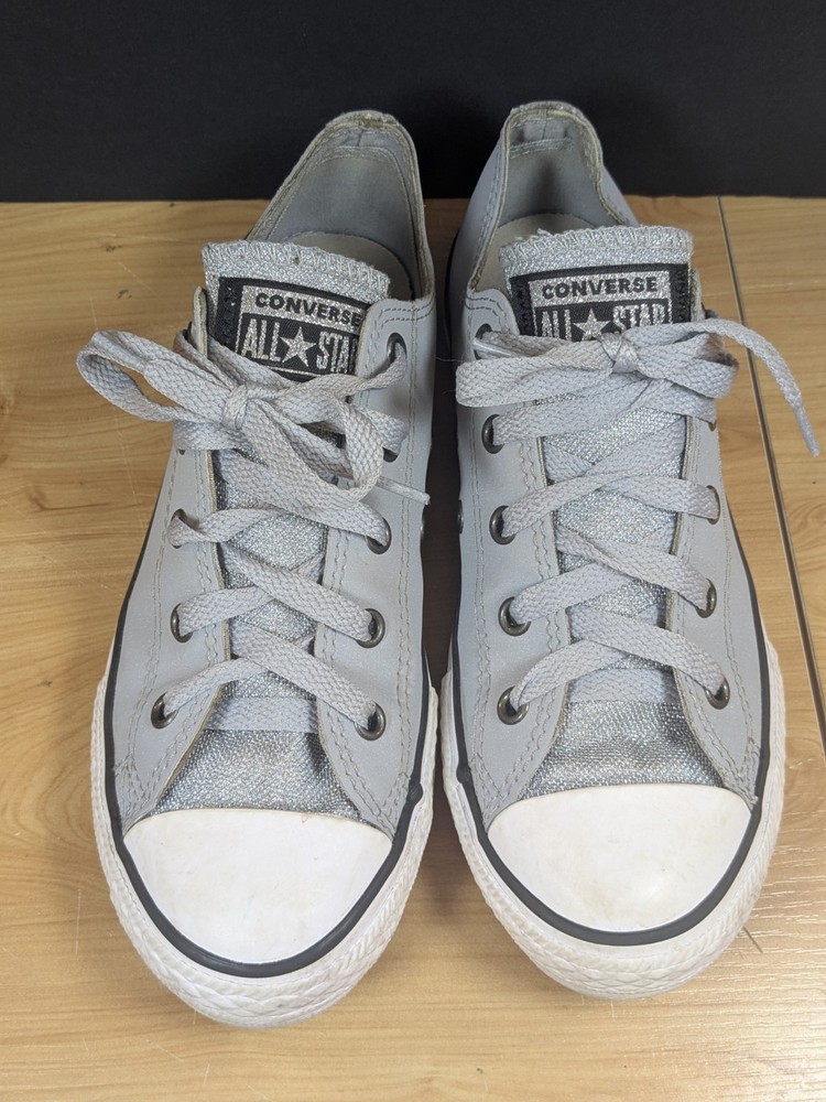 Converse Chuck Taylor All Star Low Top Gray Silver Glitter Youth Size 3 EU 35