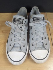 Converse Chuck Taylor All Star Low Top Gray Silver Glitter Youth Size 3 EU 35