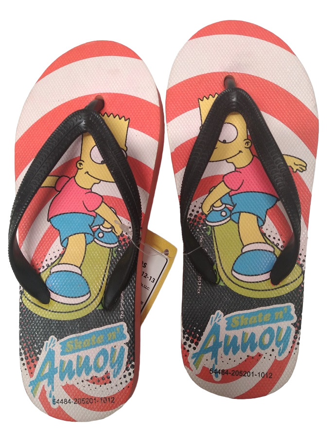 BART SIMPSON Flip Flops Youth Size M 12-13 – Skate n Annoy – Brand New