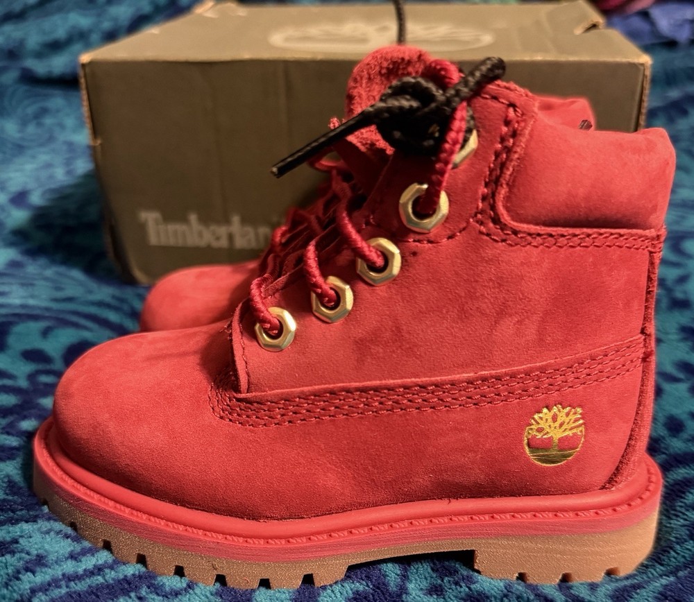 NIB “Timberland” Premium Waterproof Boot Dark Red Leather Size US 5 Toddler NEW