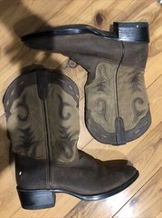 Youth Girls 5.5 M Two Tone Brown Leather Western Cowboy Boots Pointed Toe
