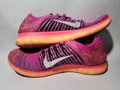 Nike Free RN Flyknit Shoes Youth 5Y Pink Running Athletic Sneakers 834363-601