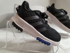 Adidas Kids Black and White Sneakers with Blue Detail, Infant Size 5