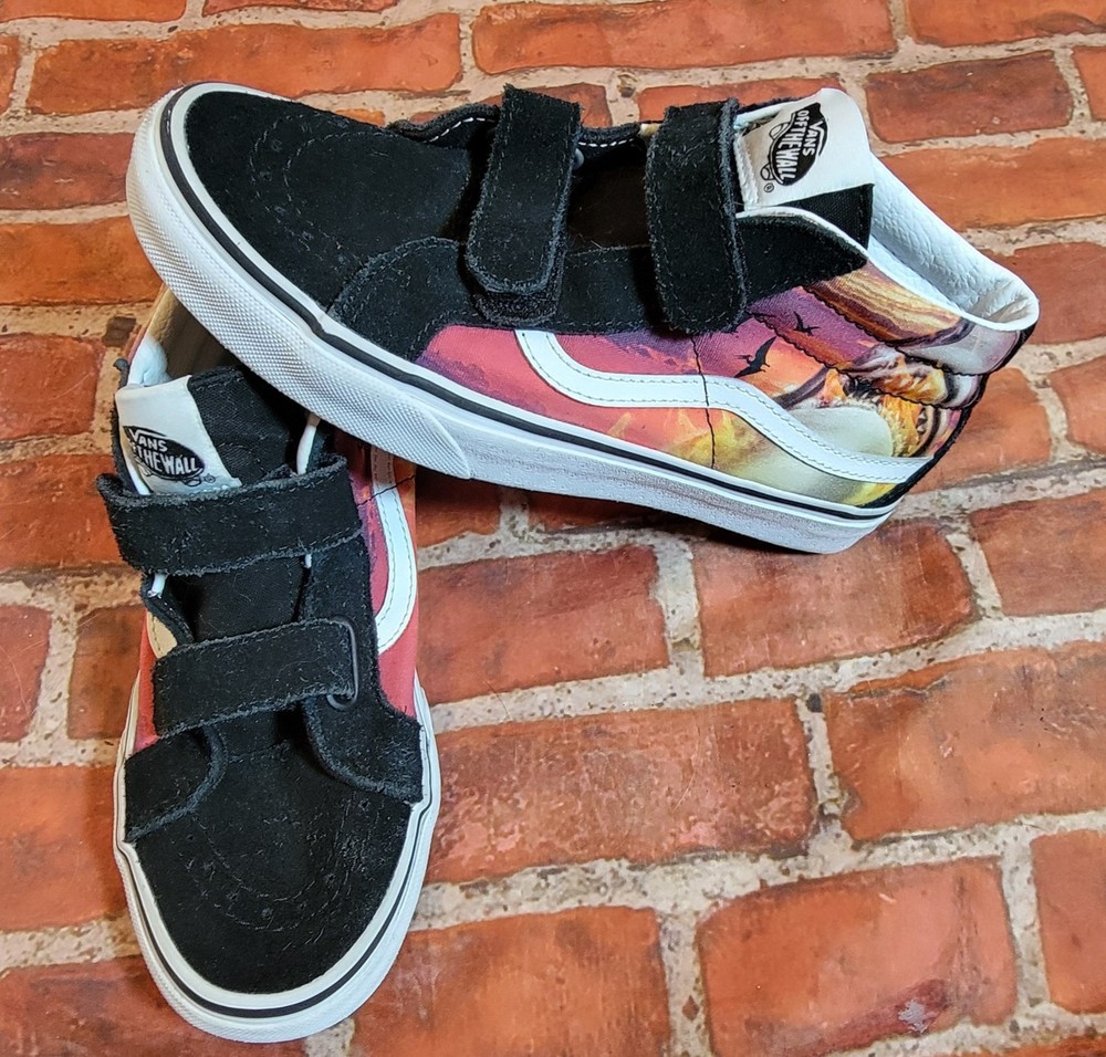 Vans Sk8-Mid Reissue V Shark Sunset Pterodactyl Dinosaur Kids Sz 4.5 Junior Guc