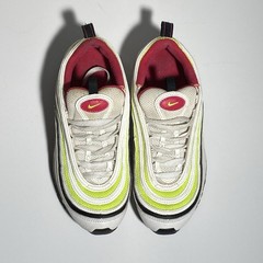 Nike Air Max 97 White Rush Pink Volt Sneakers CJ9978-100 Reflective Sz 5Y