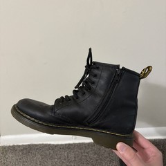 Dr. Martens 1460 J Lace Up Side Zip Combat Boots Kids Size 4 Black Unisex Junior