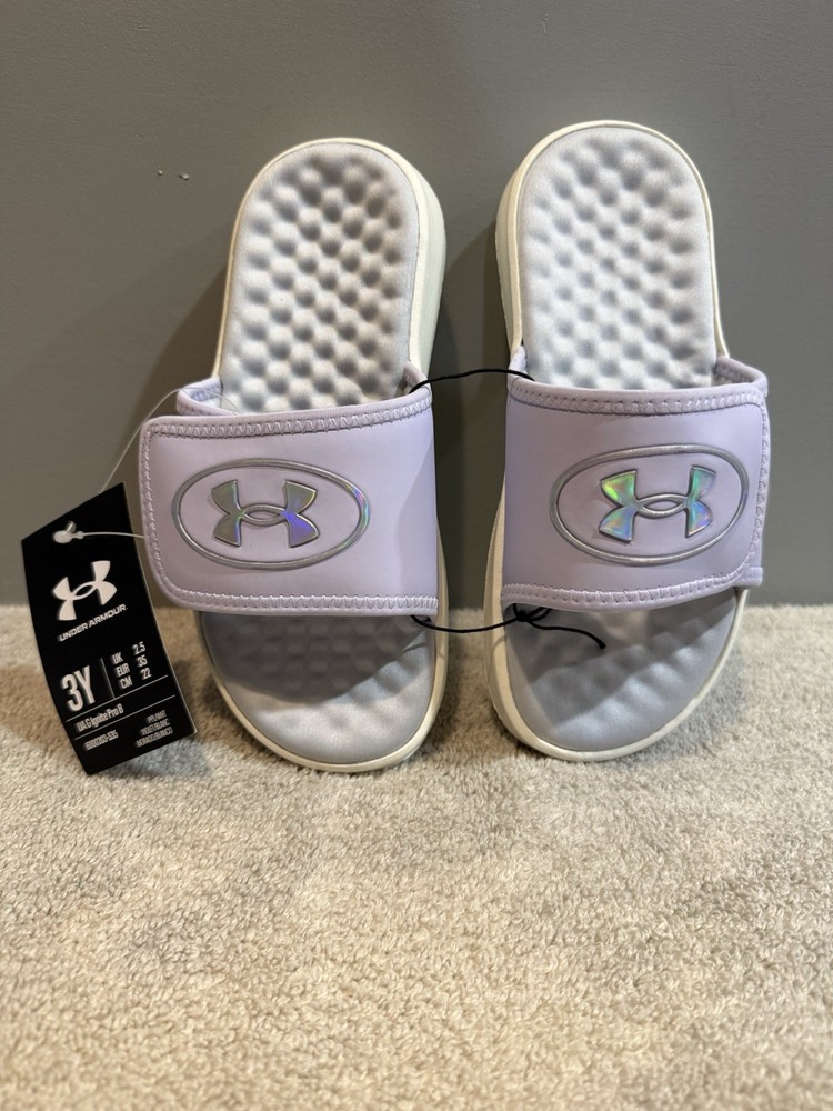 Violet Youth Size 3Y Under Armour Adjustable Slides (G Ignite Pro 8)