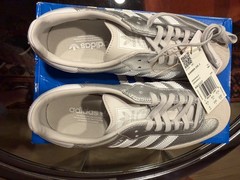 ADIDAS SAMBA OG J SIZE 5 METALLIC SILVER SNEAKERS – KK2327 MUST L@@K