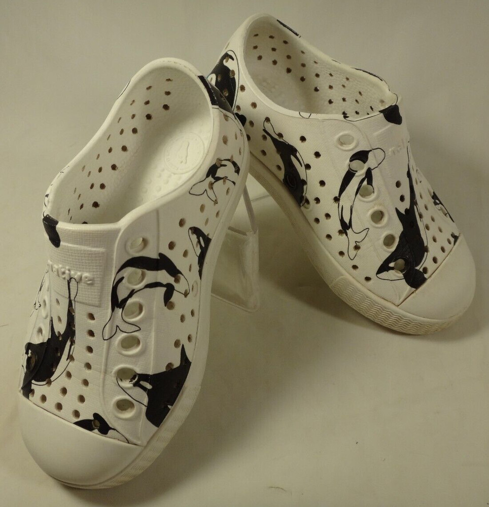 Native Jefferson Orca Whale Little Kid Toddler Shoe Black White Slip On Water C6