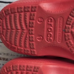 Crocs Juniors Size 1 Red Elmo Face Slip On Plush Lined Clog Shoes Sesame Street