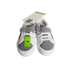 Kids Size 7 Member’s Mark White Gray Play Shoes Hook Loop Closure