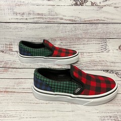 VANS Classic Slip On Plaid Houndstooth Multicolor Sneaker Dress Shoe Kids 12 New