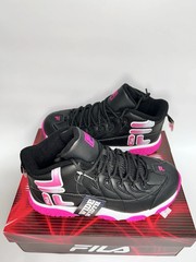 Fila Snake Dance Kids Basketball Shoes Black White Pink Mid Top Sneakers Youth 6