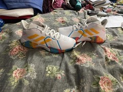 adidas Unisex White Multicolor Mid Top Athletic Shoes Lace Up