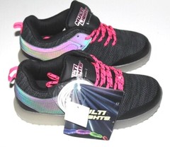 MultiLights Rechargeable Youth Black Pink Light-Up Sneakers Lace-Up Shoes 4M