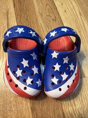 Crocs Classic Clogs American Flag Patriotic size C4 C-4 Toddler / Baby EUC