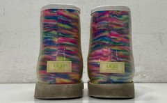 UGG Classic Clear Mini Rainbow Stripes Waterproof Boots Kids Size 4