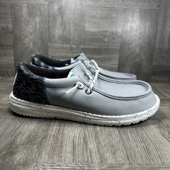 Hey Dude Wally Funk Kids J6 Grey Multi Jersey Jacquard Slip On Loafer NEW