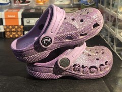 Crocs Kids Classic Purple Space Glitter Clogs Size 7C Pre-owned